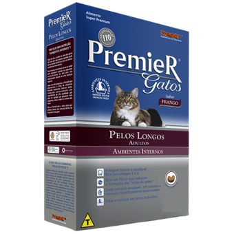 Premier Gatos Adultos Pelos Longos Frango - 1,5 kg